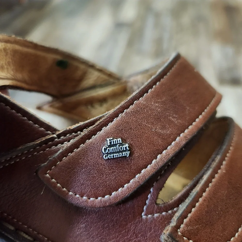 Finn Comfort Germany Brown Leather Slingback Sandals Mens 39/8 Made in Germany